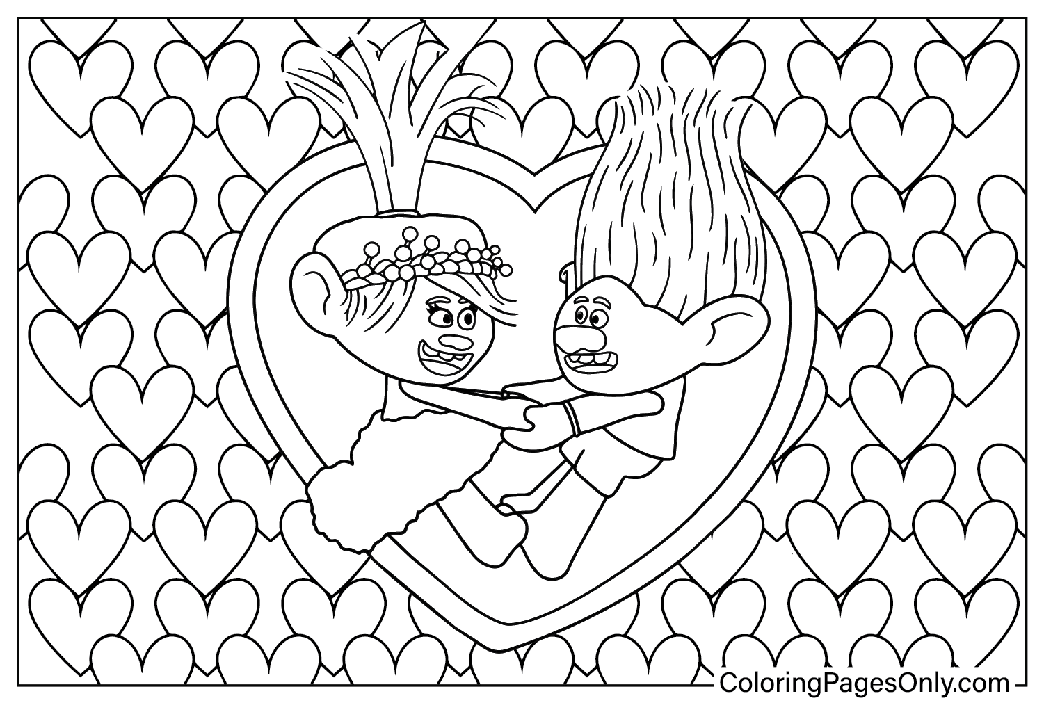 Plansa de colorat cu Trolls Band Together 9 34